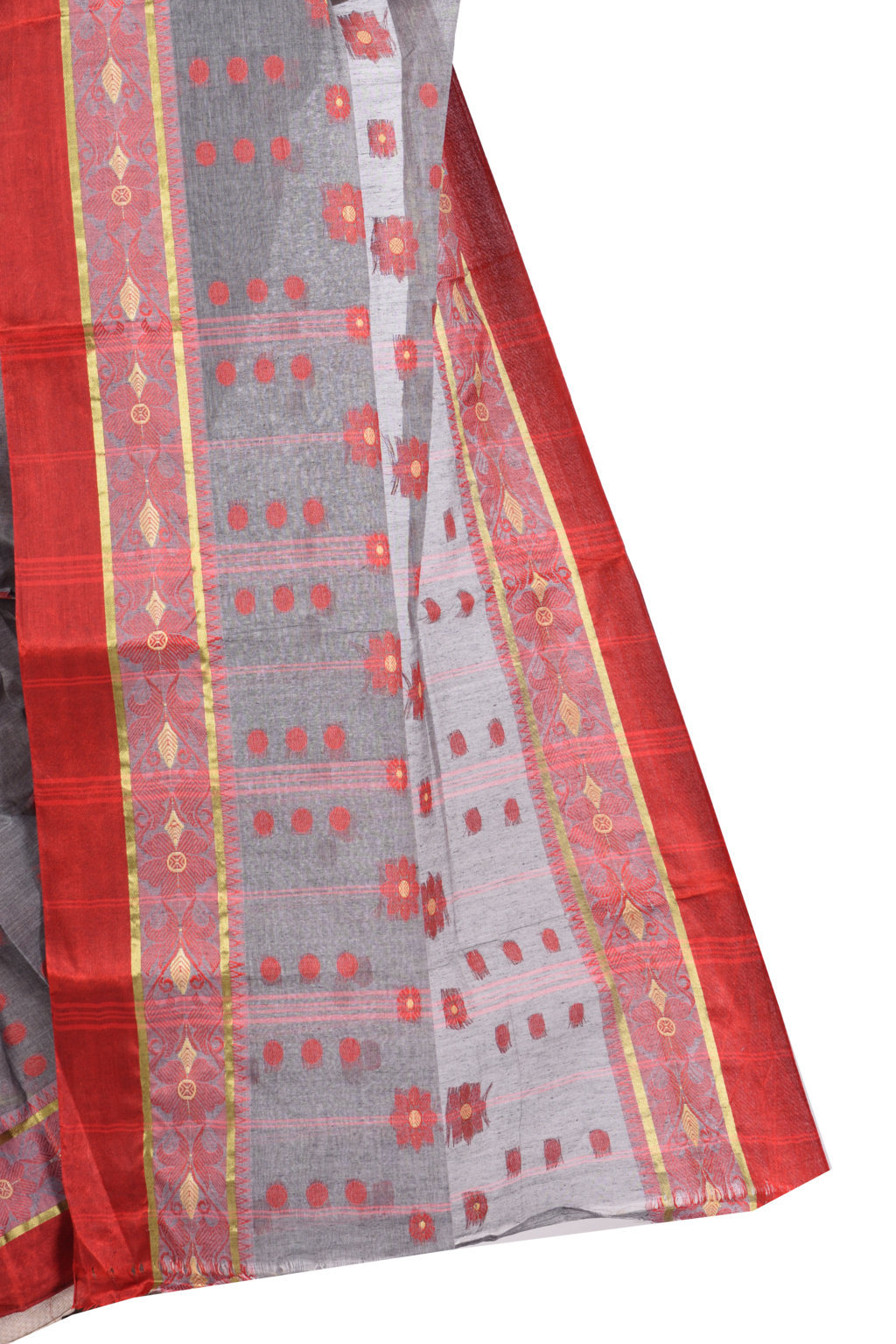 Grey Pure Cotton BolLata_Tant Tant Saree (840)